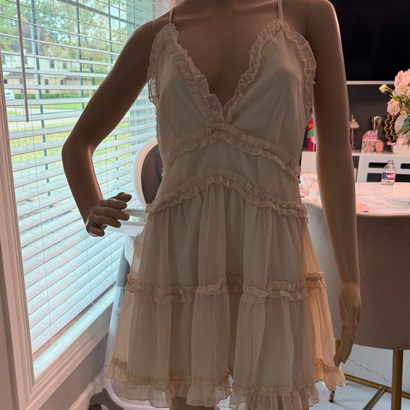 Windsor Cream Ruffled Mini Dress - Picture 2 of 4
